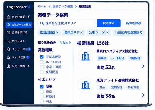 実務データ検索画面のイメージ